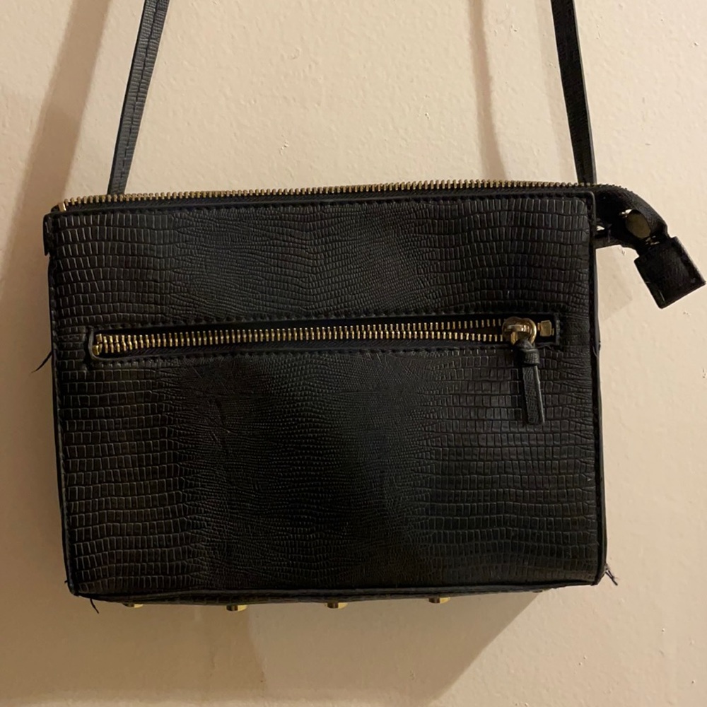 Black crossbody bag, gold details